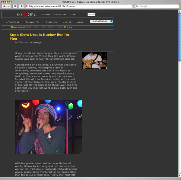 FM4 report: Supa Sista Ursula Rucker live im Flex